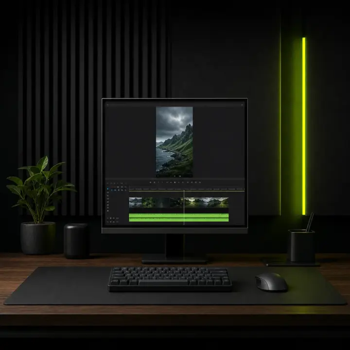 Kompakter Videoschnitt-Arbeitsplatz für das CutterKomben Starter Bundle